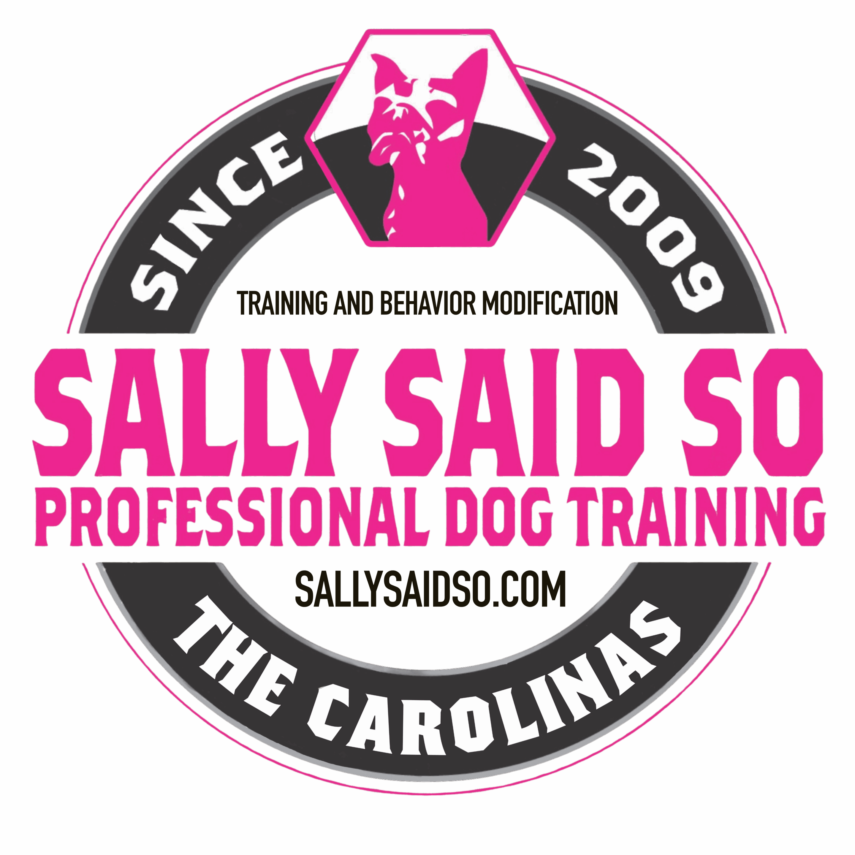 Sally Said So Professional Dog Training Logo. sallysaidso.com. Since 2009. North Carolina Dog Training.