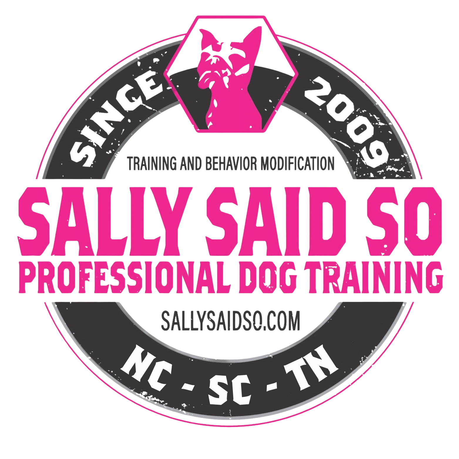 Sally Said So Professional Dog Training Logo. sallysaidso.com. Since 2009. North Carolina Dog Training.